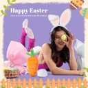 Crowye 3 Pcs Bunny Costume Set Plush Bunny Ear Headband Rabbit Tail Carrot for Women Adults Halloween Cosplay Party