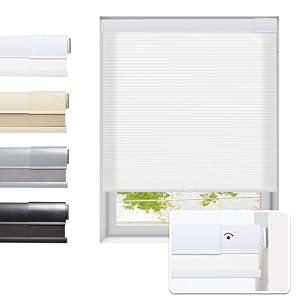 No Drill Cellular Shades for Indoor Windows, Thermal Insulating & Noise Reducing Honeycomb Blinds, Cordless Free Stop Blinds Light Filtering, White, 35 1/2" W x 64" H