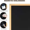 4 THOUGHT 24" x 18" Magnetic Chalkboard for Wall, Natural Wood Grain Frame | Blackboard Sign Board, Menu Board for Kitchen Home Office School, Includes 4 Markers & 8 Magnets