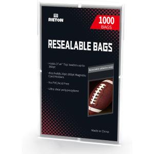 Resealable Team Set Bags - 1000 ct | Archival Quality Polypropylene Resealable Card Sleeves Compatible with Top loaders, Standard Cards and Magnetic Holders
