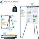 Audio-Visual Direct Lightweight Aluminum Flip-Chart Presentation Easel, Adjustable Height 37"-70", Black