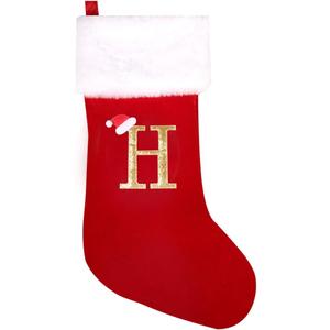 20 Inches Super Soft Plush Monogram Christmas Stockings Xmas Rustic Personalized Stocking Embroidered Letter Decoration for Decor