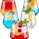 BESTSTAR 40 PCS Clear 12 Oz Plastic Wine Whiskey Glasses, Diamond Stemless Unbreakable Disposable Wine Glasses for Parties, Ideal for Weddings, Christmas, Halloween, Holidays, Pool Party, Daily Use