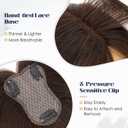MY-LADY Human Hair Toppers for Women Real Human Hair with Side Bangs Hand-Tied Thin 8 * 11CM Lace Base Light Weight Clip in Remy Hairpieces 10 Inch Dark Brown