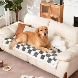Pet Couch Cover for Sofa Protector, Washable Couch Cover for Dogs, Plaid Reversible Soft Non Slip for Large Dogs(27.6X82.67, Grey)