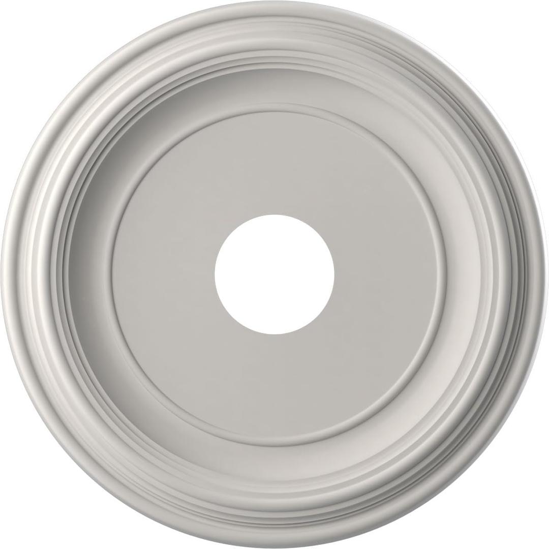 16"OD x 3 1/2"ID x 1 3/8"P Traditional Thermoformed PVC Ceiling Medallion (Fits Canopies up to 9 1/2"), UltraCover Satin Blossom White
