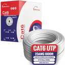 Cables Direct Online CAT6 Cable 1000ft Pull Box Solid Ethernet LAN UTP Cable 23AWG 550Mhz RJ45 Network CCA Copper Clad Aluminum Wire Bulk (White)