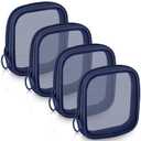 Weewooday 4 Pcs Mesh Makeup Bag Mesh Cosmetic Bag Travel Toiletry Pouch with Zipper Mini Makeup Cosmetic Purse for Daily Accessory(Small,Navy Blue)