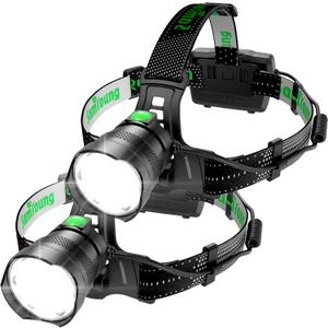 2PCS Bright LED Headlamp 1000LM Induction Function, 7 Modes Long Lasting Battery Life Head Lamp, IP67 Waterproof Zoom LED Headlamp, 90 Adjustable for Outdoor Indoor Camping Running Hunting Car Repair