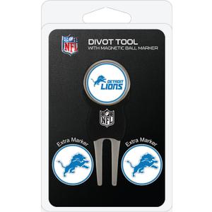 Team Golf NFL Divot Tool with 3 Golf Ball Markers Pack, Markers are Removable Magnetic Double-Sided Enamel (One Size, Multi Team Color)