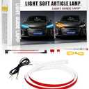 YM E-Bright Sequential Turn Signal Blinker Indicator Daytime Running DRL Led Strip Lights for Cars SUV Motorcycle Waterproof Flexible Dual Color ICE Blue Amber Flowing Switchback 12inch/30CM