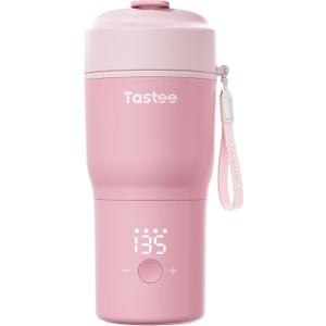 Tastee Heated Coffee Mug 12 Oz Portable Travel Mug with 1 Precise Temperature Control, 8-Hour Heat Retention, 30W Fast Charging, Leak-Proof, Wide Mouth, Gift-Ready for Office, Home & Outdoor(Pink)