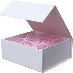 Rsgift White Gift Box with Lids,9.7x7.2x3.3 Inch Gift Boxes for Presents,Magnetic Closure boxes for Wedding,Birthday,Graduation Packaging