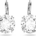 Swarovski Millenia Earrings, Round cut crystal, White, Rhodium plated