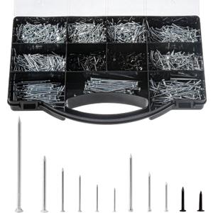 2510pcs Nail Assortment Kit for Hanging Pictures, Small Finishing Nails, Wall Pins
