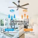 ELEHINSER 60" Modern Ceiling Fan with Light and Remote Control, 5 Solid Wood Blades 6-Speed Noiseless Reversible DC Motor, Ceiling Fan for Kitchen Dinning Living Room, Charcoal Finish with Wood Blades