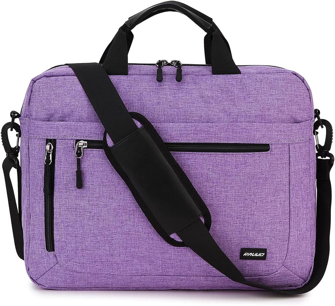 RAVUO Laptop Bag for Women, 15.6 inch Lightweight Shoulder Bag Water Resistant Shockproof Laptop Sleeve Case Business Briefcase with Shoulder Strap Purple