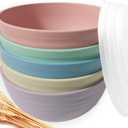 5 Pack Unbreakable Wheat Straw Bowls with Lid, 26 OZ Cereal Bowls for Kitchen, Dishwasher Safe Soup and Salad Bowls, Reusable microwave bowl for Ice Cream,Snack and Fruits, 6in