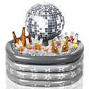 Bencailor Disco Ball Inflatable Cooler Inflatable Drink Cooler Disco Party Decoration PVC Blow up Ice Serving Buffet Bar for Summer Pool Party