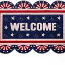 Dunzy America Stars Memorial Day Welcome Coir Doormat Non Slip Entrance Welcome Door Mats for Outdoors Indoors, 4th of July Patriotic Independence Day for Front Porch Entryway Decor, 18 x 30 Inch