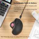 Nulea M501 Wireless Trackball Mouse, Rechargeable Ergonomic, Thumb-Controlled, Smooth Precision, 3-Device Connect (Bluetooth/USB), Fits PC, Laptop, Mac, WindowsDusty Pink