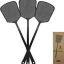 Fly Swatter Multi-pacl Manual, Flexible & Heavy Duty Fly Swatters Thick Handle, Black 3 Pack
