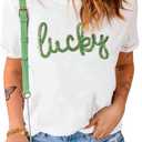 SELINK Womens Summer Short Sleeve Tops Halloween Sequin Pumpkin Printed T Shirts Casual Basic Graphic Tees (White, S)