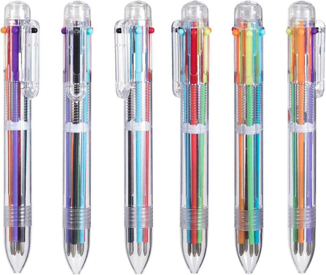 favide 22 Pack 0.5mm 6-in-1 Multicolor Ballpoint Pen,6-Color Retractable Ballpoint Pens for Office School Supplies Students Children Gift,Kids Party Favors