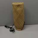 Behemian Bamboo Table Lamp, Dimmable Rustic Farmhouse Hand Wicker Desk Lamp Bedside Lamps Night Light Decorations for Bedroom, Living Room, Home Office, Nursery, Reading Nook (Bulb Included)