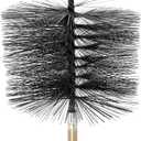 6 in Round Chimney Cleaning Brush, Double Spiral Flue Brush Steel Chimney Cleaning with 1/4" Fitting, Pellet Stove Cleaner for Stove Pipes
