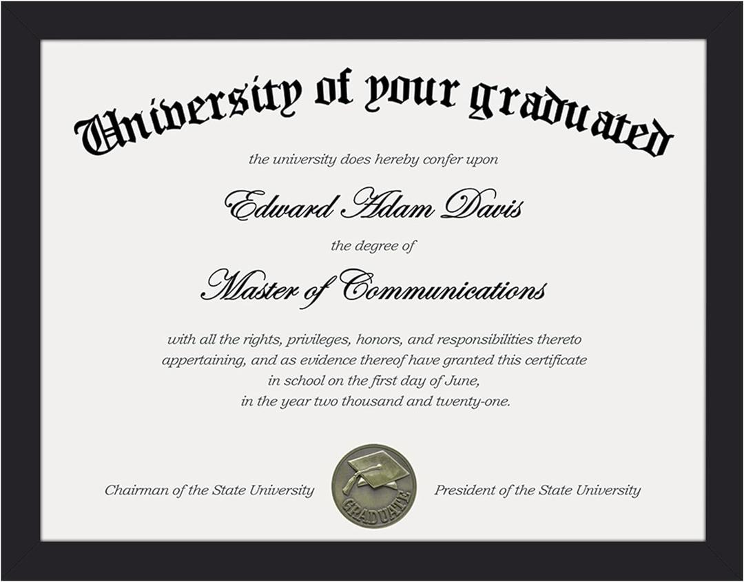 upsimples Marco de certificado con plexigls transparente, marcos de grado de diploma de fotos de 8.5 x 11 pulgadas para pared y mesa, negro, 1 paquete