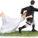 Wedding Cake Topper Funny Bride and Groom Football Figurine