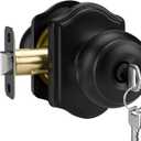 Goldenwarm Keyed-Alike Exterior Door Knob with Lock and Key, Matte Black Front Door Knob, Secure Outdoor Door knobs Entry Door 1 Pack