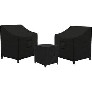 SIRUITON 3 Piece Outdoor Veranda Patio Garden Furniture Cover Set with 600D Durable and Water Resistant Fabric,Fit for Outdoor Wicker Patio Furniture Sets/Rattan Chair Conversation Sets-Balck