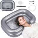 Inflatable Shampoo Basin - Portable Shampoo Bowl, Hair Washing Basin for Bedridden, Disabled,Injured, Hair Wash Tub for Dreadlocks and at Home Sink Washing (Silver, 20in Inner)