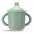 Leeleelon Silicone Sippy Cup for 6+ Month Old, 6 Oz, 100% Leak-Proof Sippy Cup for Baby with Handles, Platinum Silicone (Cambridge Blue)