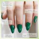 5 x Short Almond Press On Nails, Durable Reusable Glossy Artificial Nails Kit with Adhesive Tabs, 24 Pcs 12 Sizes for Fashion Women, Perfect for for Daily Outfits, Party or Date, Green