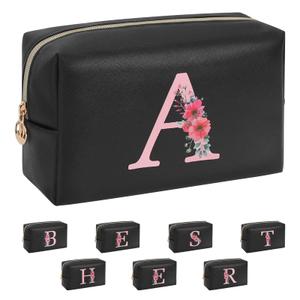 Initial Makeup Bag for Women, Travel Makeup Bag Small Cosmetic Bag, Birthday Gifts for Girls and Women, Teen Girls Gifts Trendy Stuff, Personalized Gifts for Grandkids Teacher Friends Bride Bridesmaid