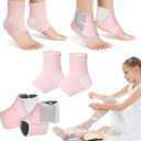 Tarpop 2 Pairs Kids Ankle Brace Set Foot Support Stabilizer Wraps Protector Guard Knitted Ankle Sleeve Sock Support Compression Socks for Injury Prevention (Pale Pink, Medium)