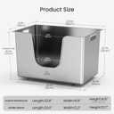 Stainless Steel Cat Litter Box with 13.8" High Sides, XL Metal Litter Box for Large & Multi Cats, One-Piece Kitten Litter Pan Pet Toilet with Wheels for Easy Moving, Easy to Clean, Anti-Leak