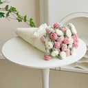 Crochet Flower Bouquet Throw Blanket, Handmade Knitted Blanket with Rose Flowers, Cute Romantic Gift for Her Girlfriend Mom Mothers Day Valentine Wedding Anniversary Birthday (Without Packaging Bag)