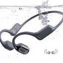 Swimming Headphones, Bone Conduction Headphones Bluetooth 5.4, IPX8 Waterproof with 32GB MP3 Player, Open Earphones with Safelight, Underwater Headphone for Swimming, Night Running, Fitness, Gray