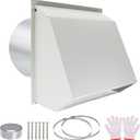 Upgraded 10 Inch Hooded Wall Vent, Outdoor Wall Exhaust Vent Cover Wall Cap with Screen & Damper for Exterior Kitchen Range Hood, Ventilation Dryer, HVAC Duct Air Exhaust, Galvanized Steel, White