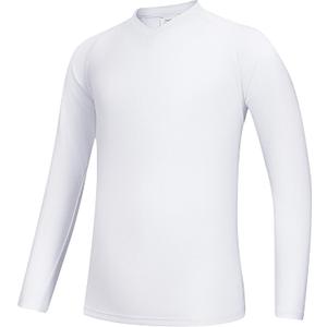 Stelle Youth Girls Athletic Performance Long Sleeve Shirts V Neck Moisture Wicking Base Layer Undershirt (White, M)