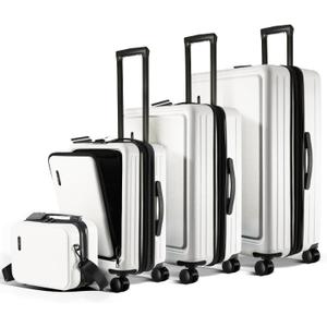 Hard Shell Luggage Sets with Spinner Wheels 4 Piece, Expandable Large Suitcases with TSA Lock, Travel Large Suitcase Set, White Luggage Setm, White