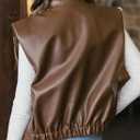 EVALESS Faux Leather Jacket Women Sleeveless Motorcycle Coat Zip Up Vest Jackets Fall Fashion Outfits Winter Clothes (Brown, XXL)