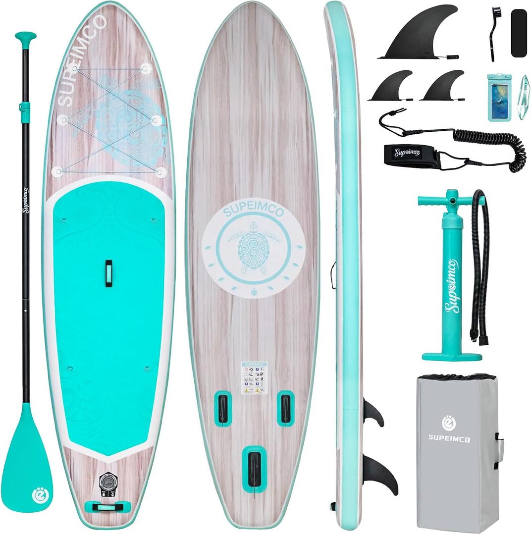 Inflatable Stand Up Paddle Board - Upgraded Glue-Free Hot Melt Technology, Long Service Life, 10'6", Anti-Slip EVA Deck, Full SUP Accessories, Included for Adults Youth All Skill Levels