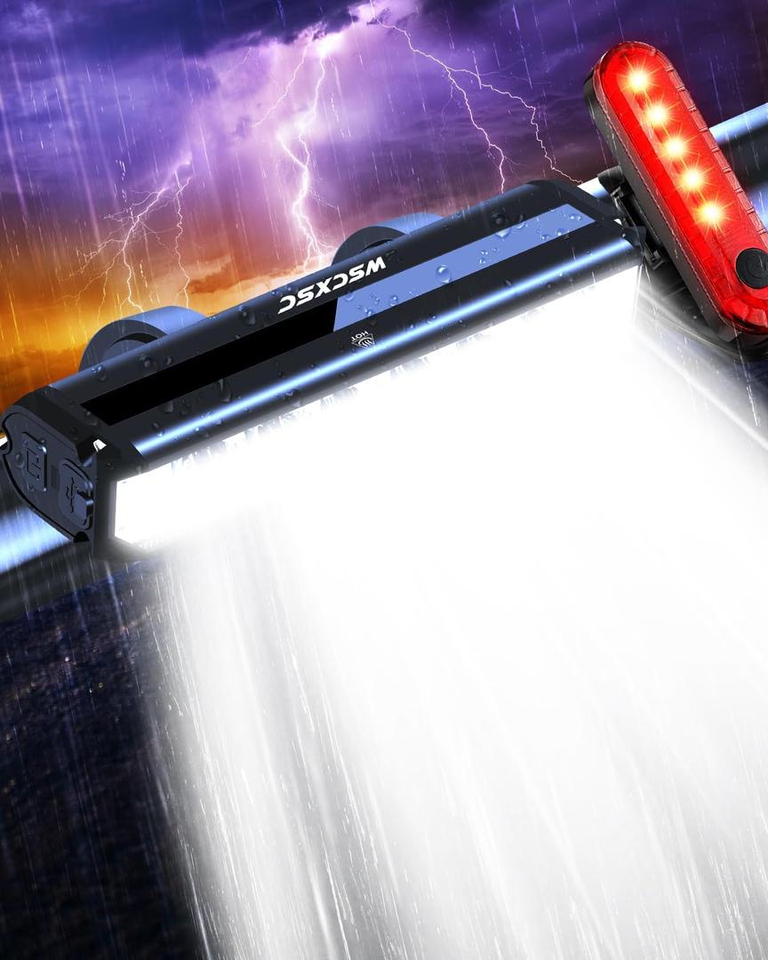 Best Bright Bike Light for Night Riding, USB-C Rechargeable Bicycle Light, Bicycle Headlight Set, Daytime Running Light, Waterproof Bike Headlight Taillight for Adult Kid Mountain MTB Off-Road Cycling