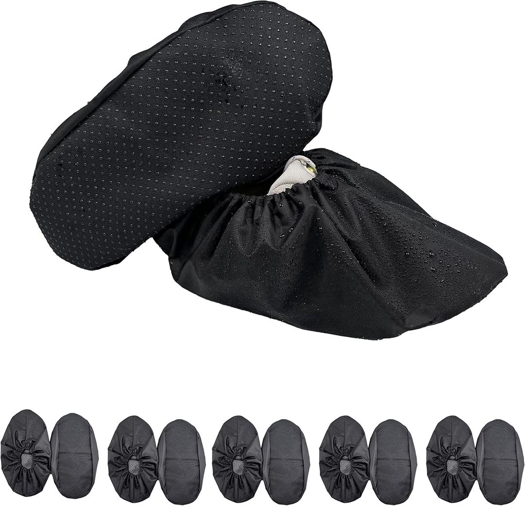 Waterproof Anti slip Washable Reusable Boots Cover Indoor Shoe covers (Extra Large, Black)