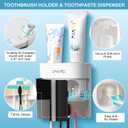Boperzi Toothbrush Holder Wall Mounted Toothpaste Dispenser Gray Dustproof Cover for Shower Bathroom Set with 2 Toothpaste Squeezers (Not Electric)